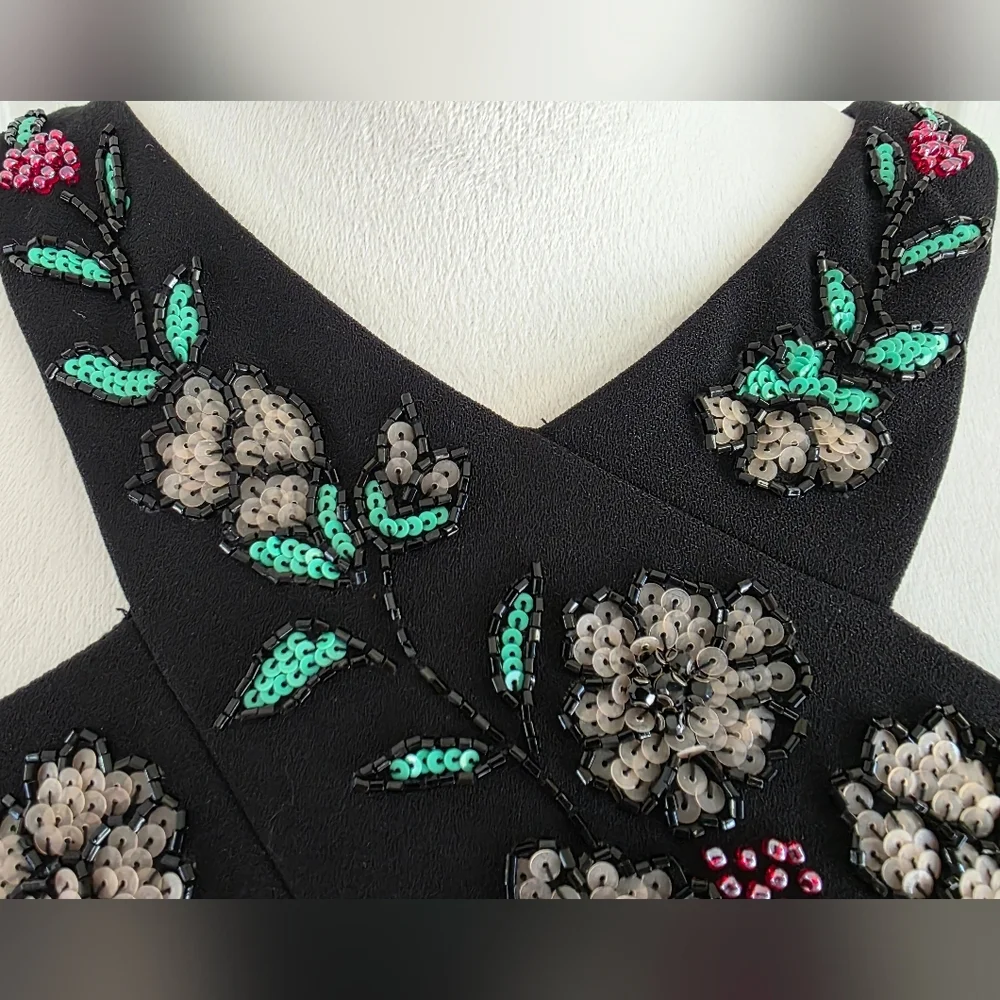 Pronovias Barcelona Embellished Black Halter Gown High-Low Hem-NWT Size 2 - Picture 6 of 15